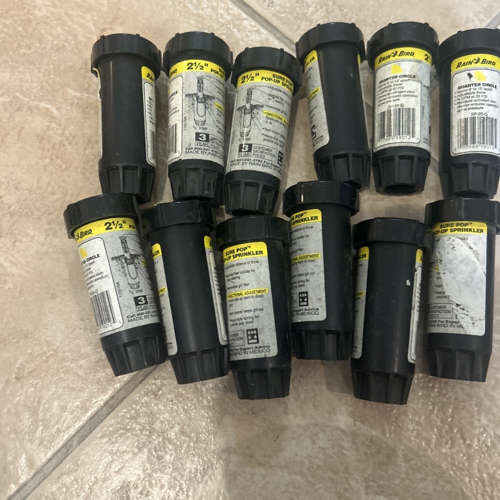 Lot of 12 Rain Bird SP25-Q Sure Pop 2.5" Sprinklers Quarter Circle 1/2"